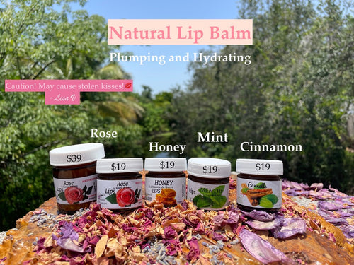 Natural Lip Balm: Rose, Honey, Menthe, & Cannelle